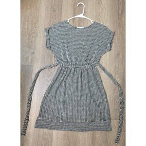 Caution To The Wind Black White Check Belted Short Sleeve Dress Women’s M